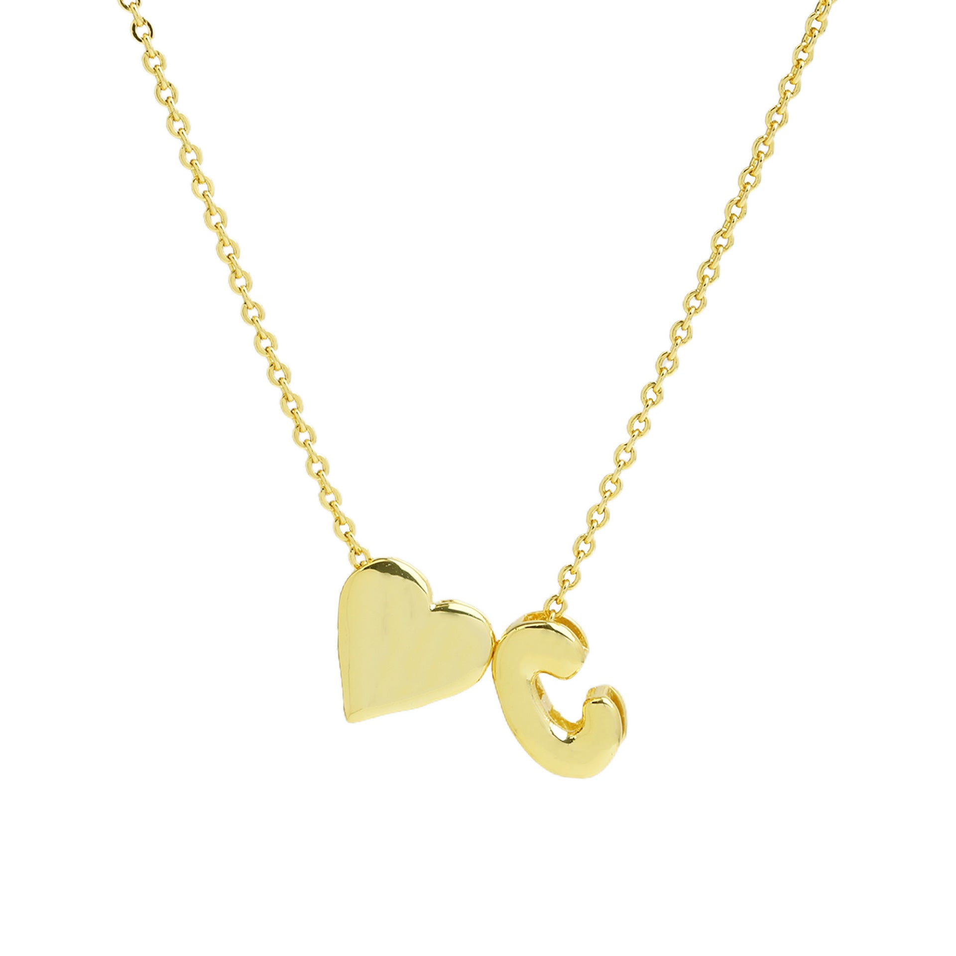 Korie Puffed Initial Necklace - Letter C Necklace [XYTT7J12]