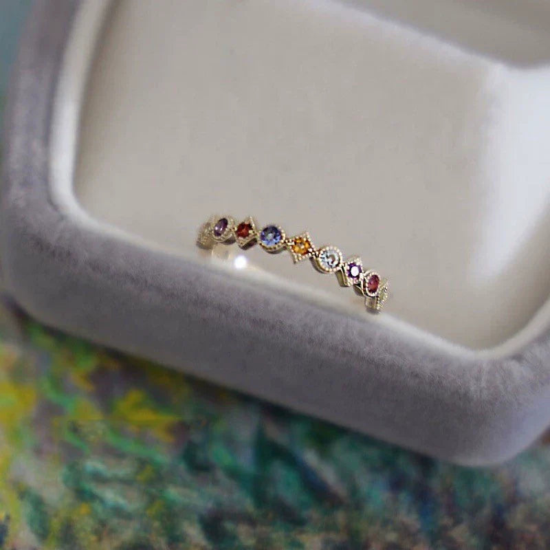 Kassidee Colorful Sugar Cube Ring - K-Gold Plated (Copper Base)