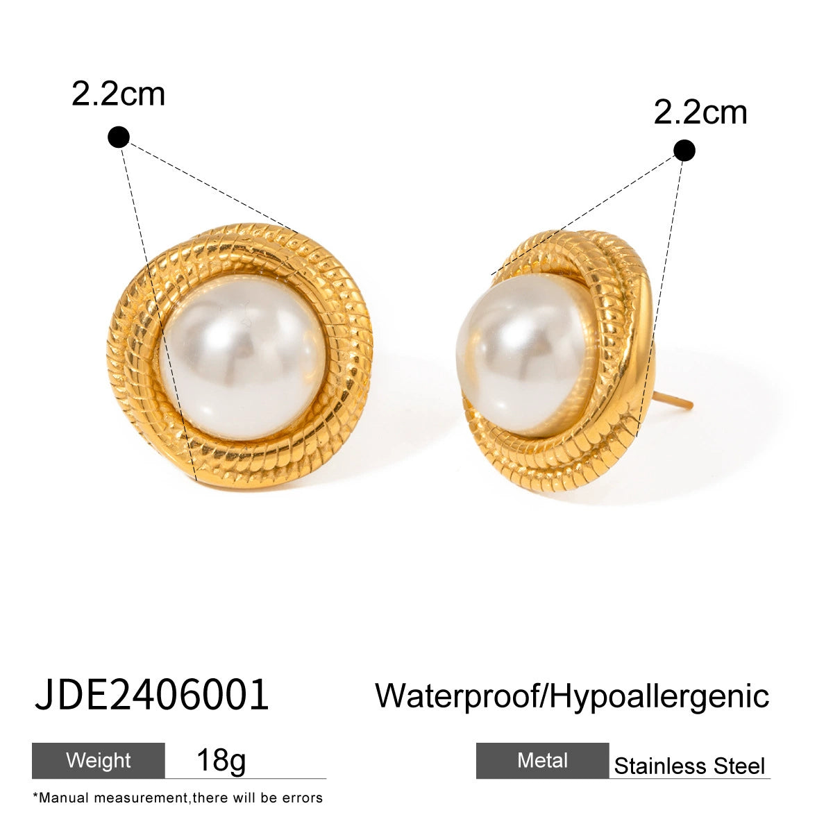 Queena Titanium Pearl Hoops - JDE2406001 [SRPOAQ0A]