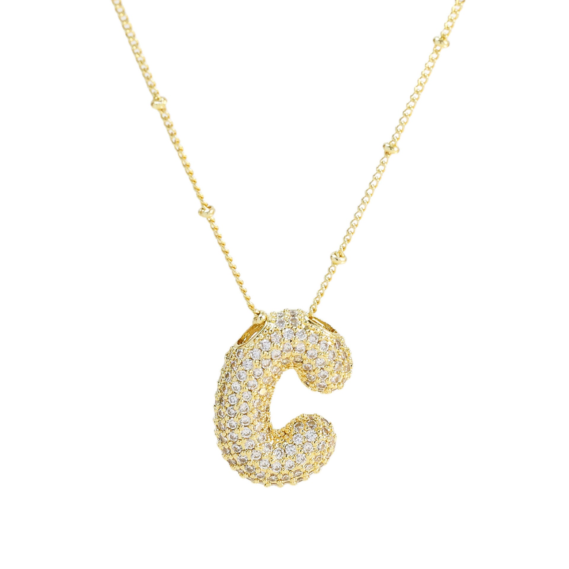 Fynlee Bubble Initial Necklace - Gold C [GXU7BAI4]