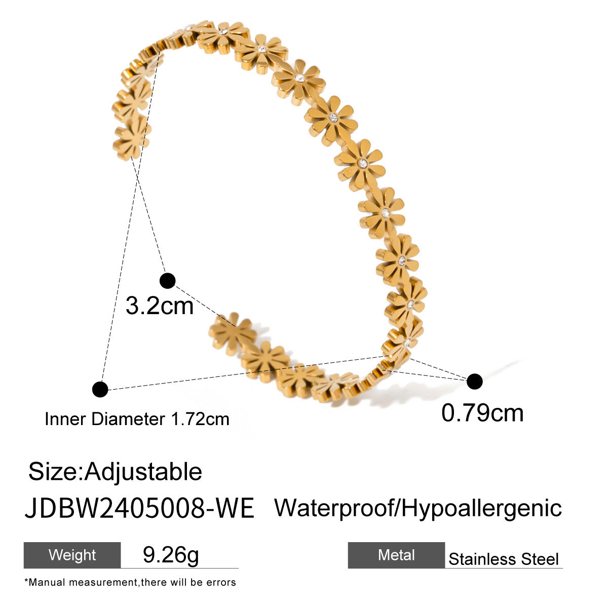 Reena Daisy Pearl Open Bracelet - Gold Tone [EORNLM76]