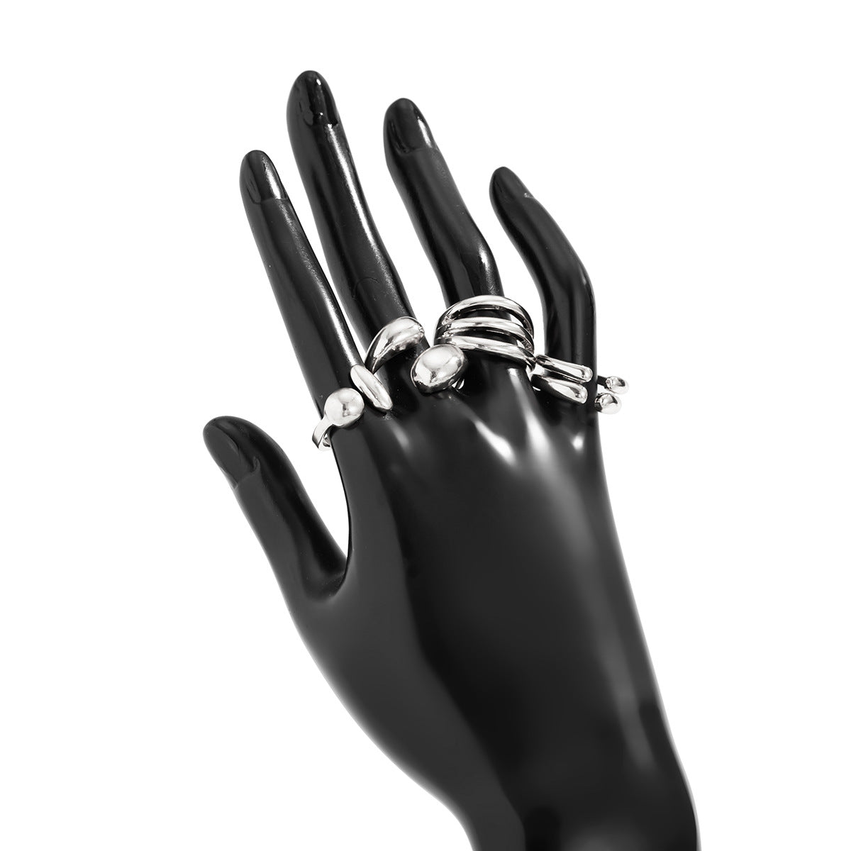 Odelia Stacking Waterdrop Ring Set - Silver [CQS20E2M]