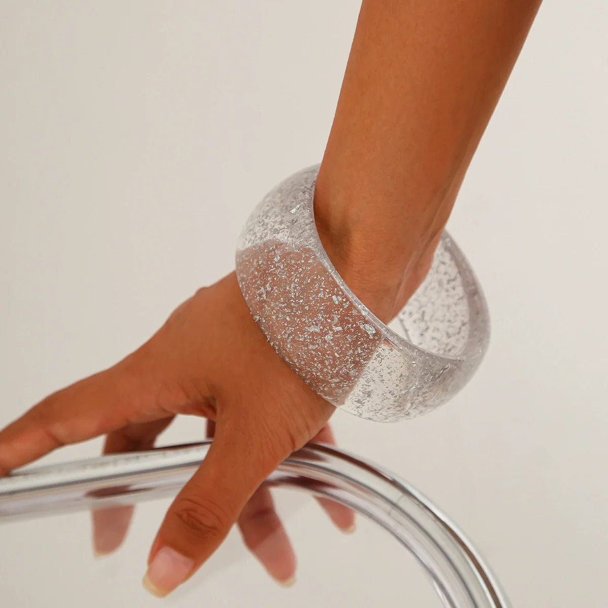 Jaidyn Swirl Acrylic Cuff Bracelet - Transparent