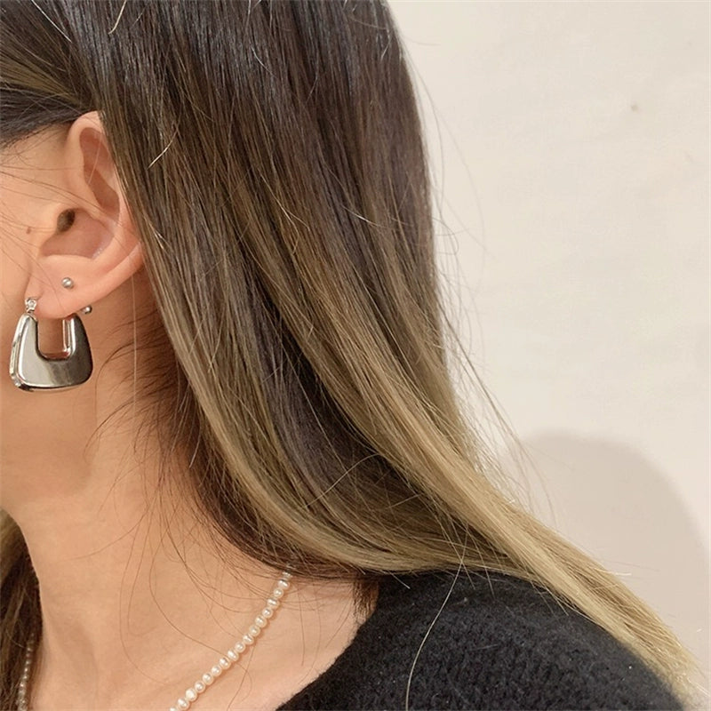 Joyanna Titanium Statement Earrings - Silver Pair [CFKHYWGP]