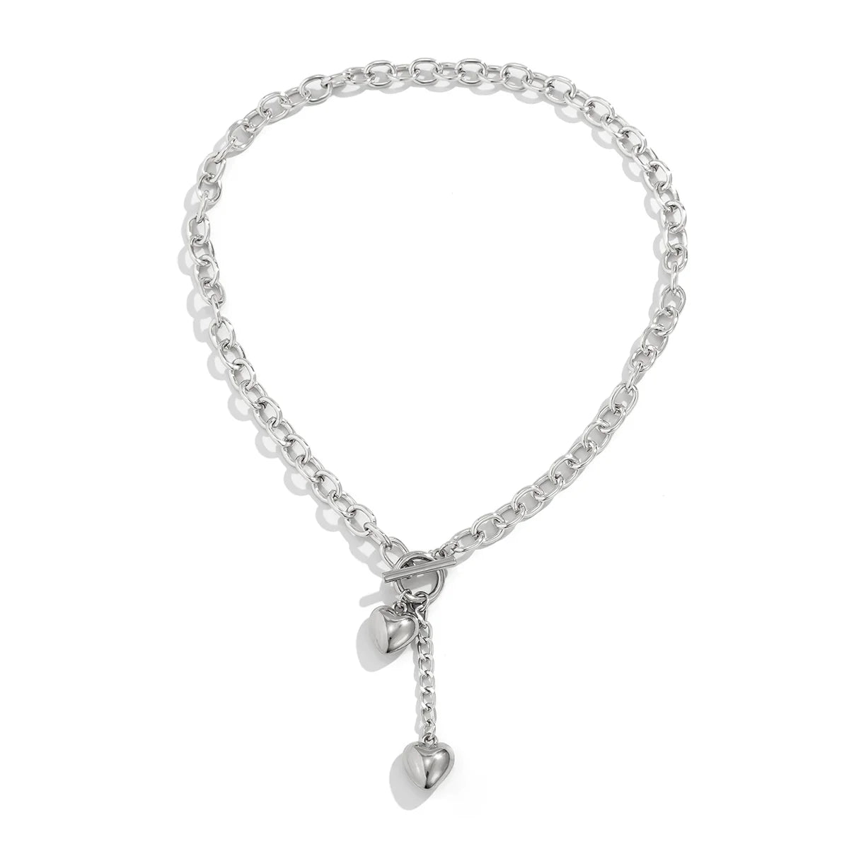 Adalee Tassel Heart Charm Necklace - Necklace Silver