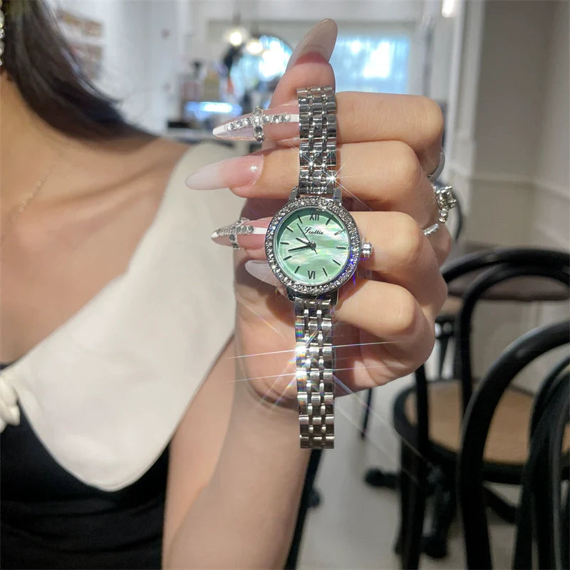 Rubie Petite Crystal Watch - Silver Green