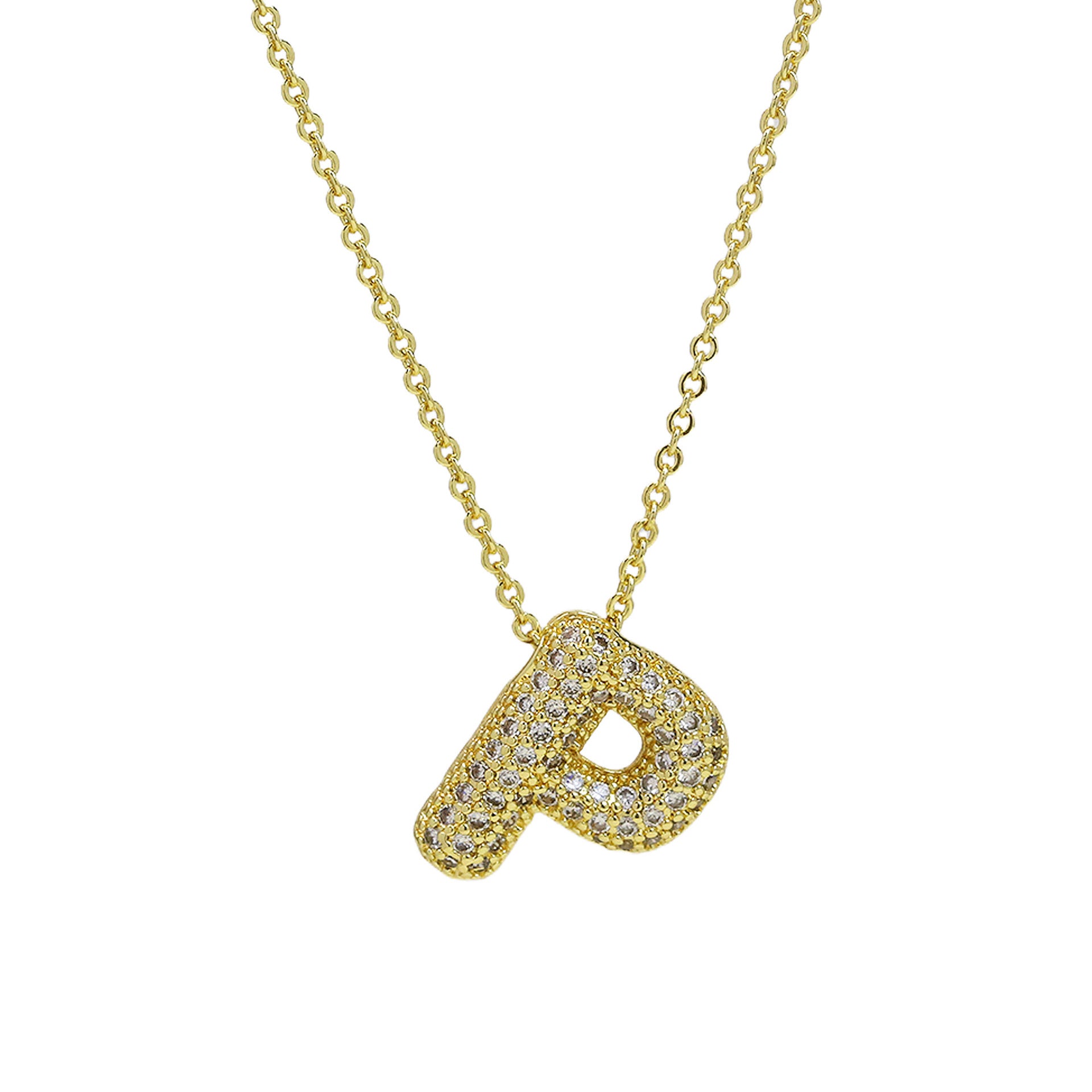 Zalia Gilded Bubble Letter Necklace - Necklace P [PJZML32P]
