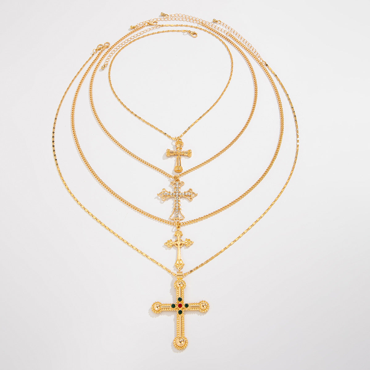 Ariyah Layered Pearl Cross Necklace - Gold [82S2JRNY]