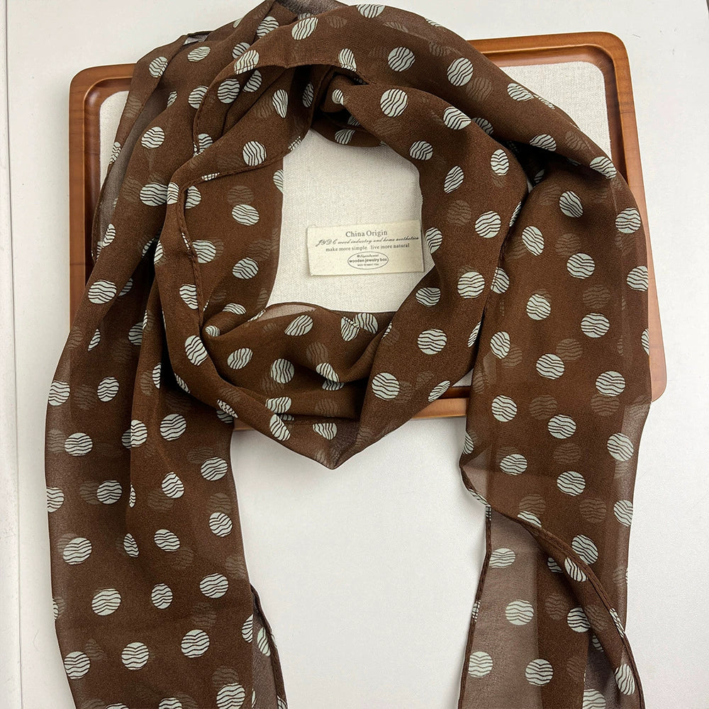 Kalynn Polka Dot Neck Scarf - Brown Polka Dot Scarf [OAQWHOA1]