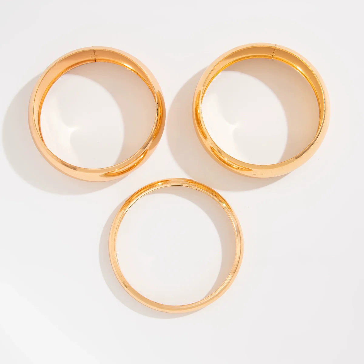 Venice Polished Metal Bangle Set - Gold