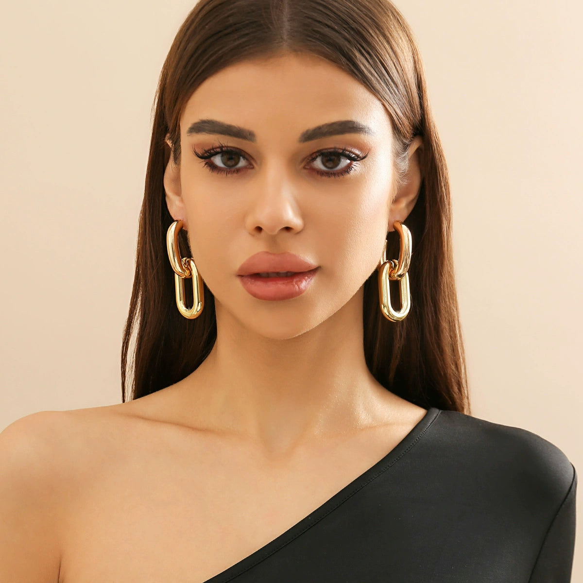 Anasofia Geometric Drop & Hoop Earrings - Style 06 Gold [W675YI9U]