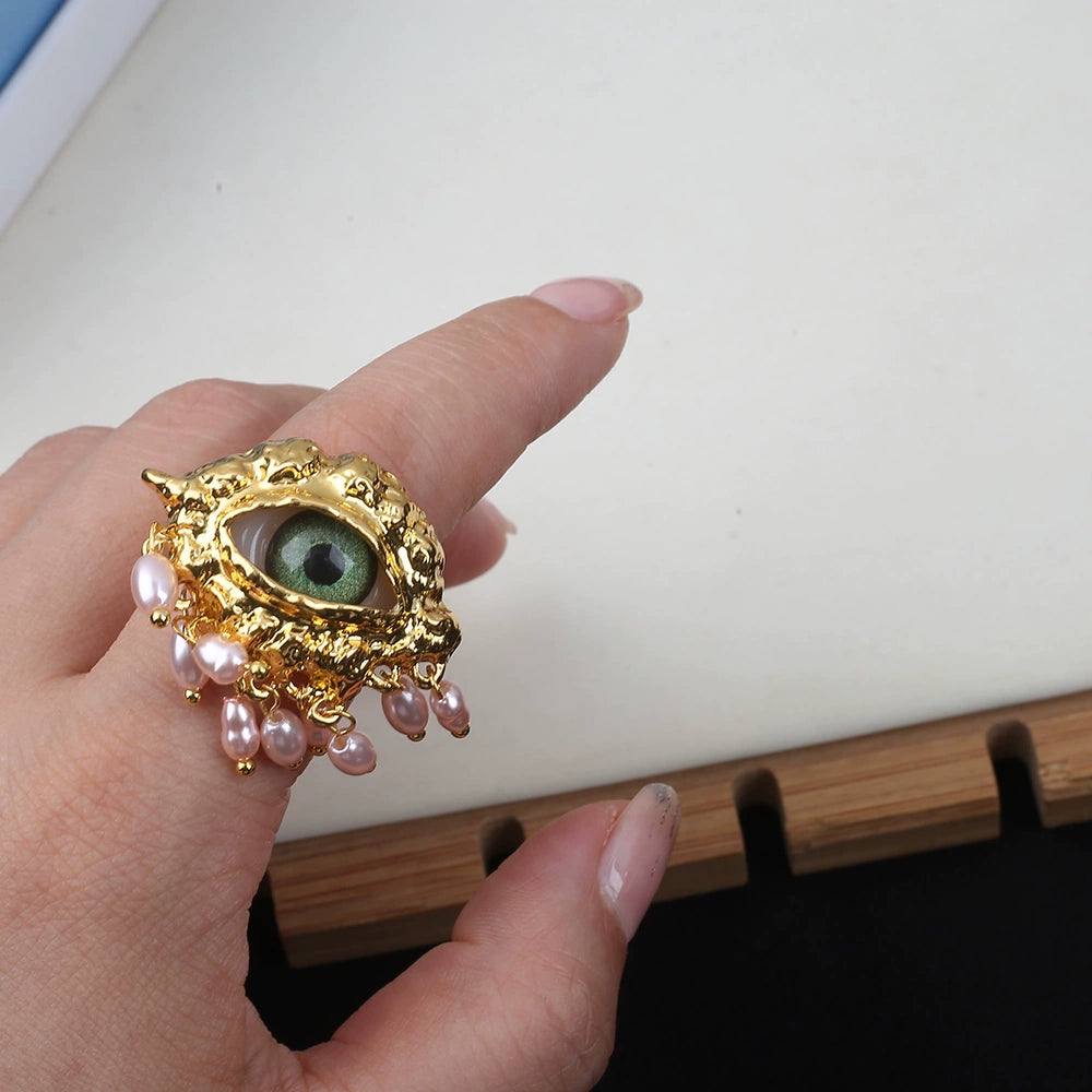 Aahana Mystical Eye Pearl Jewelry - Gold Single Ring [GYEQP2UW]