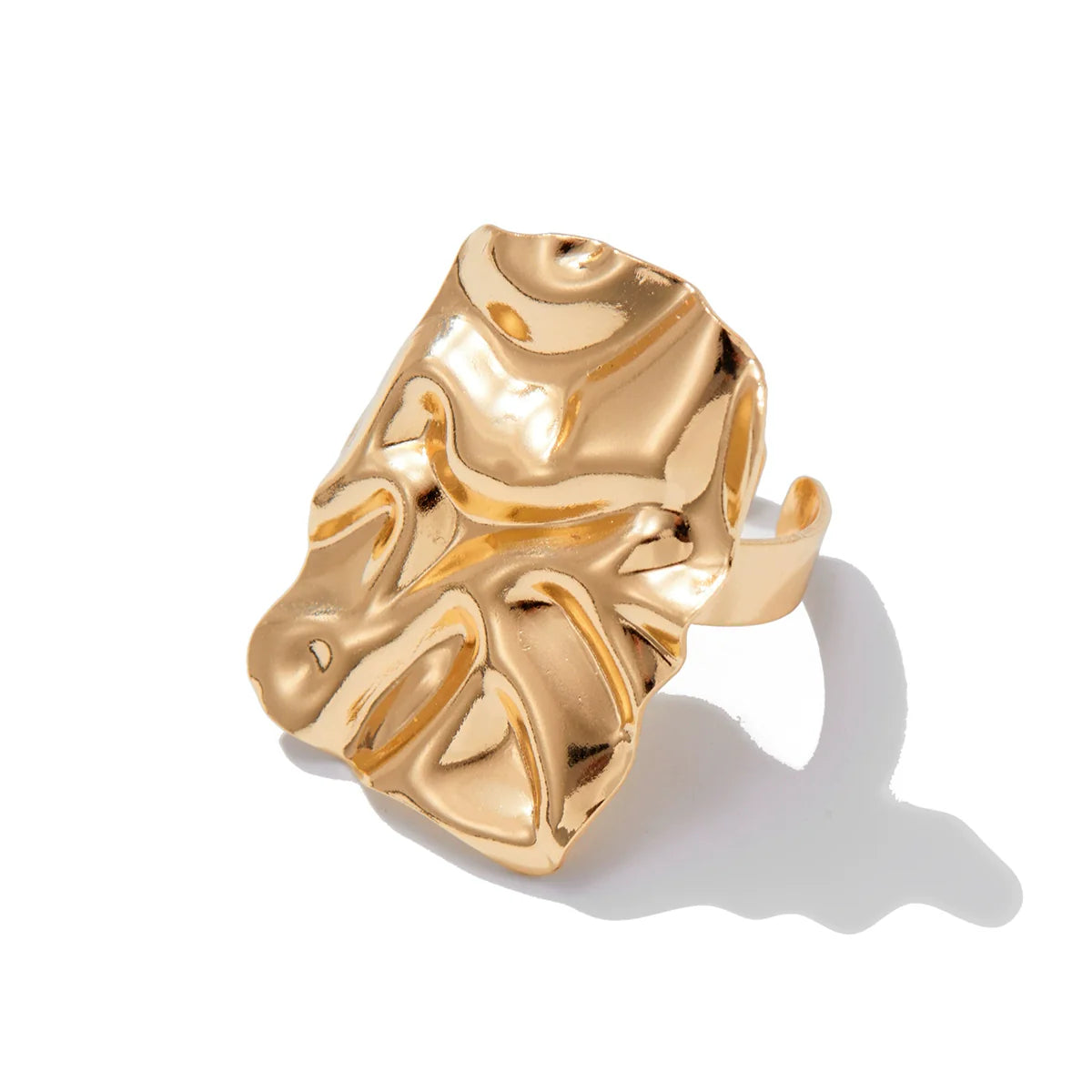 Suzanna Crinkled Open Ring - Light Gold