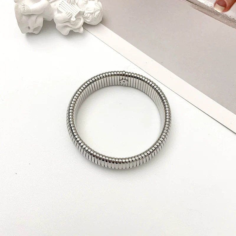 Klaudia Woven Statement Bangle - Silver