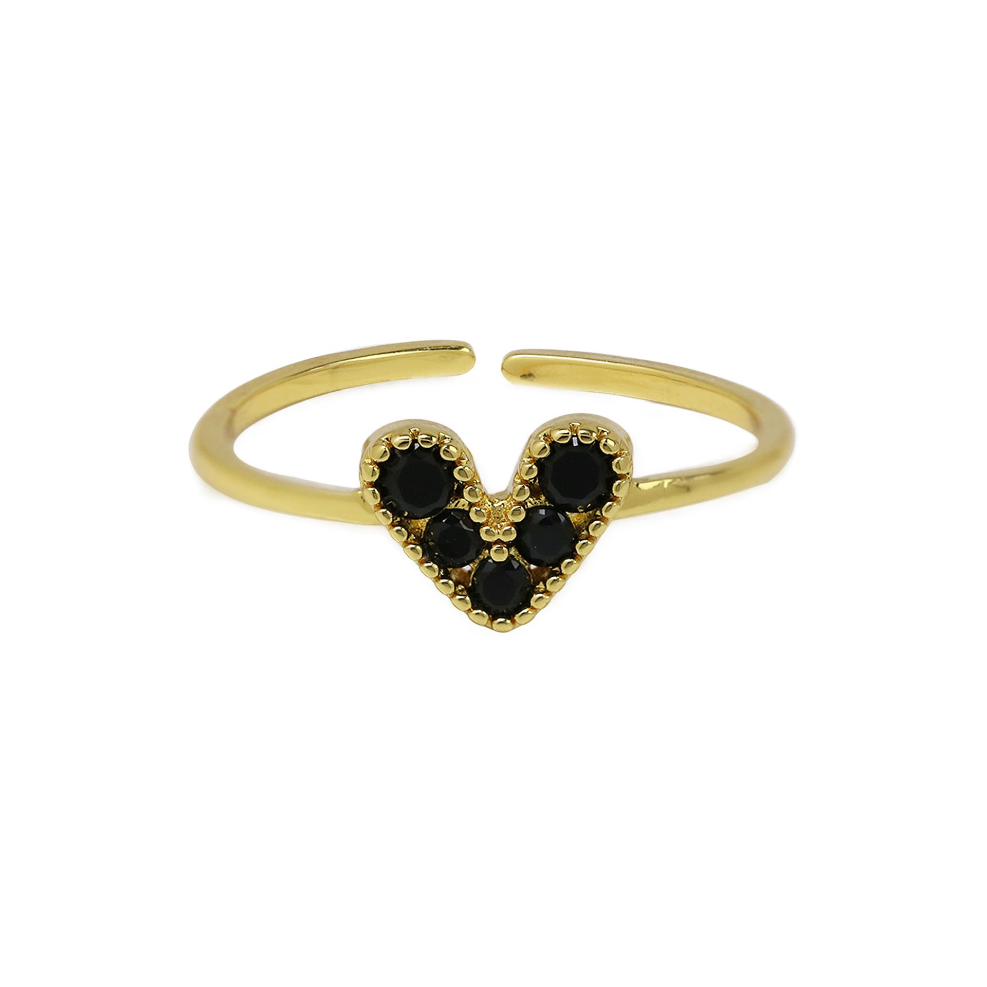 Maloni Zircon Heart Ring - Black Zircon [CXAG3ZEE]