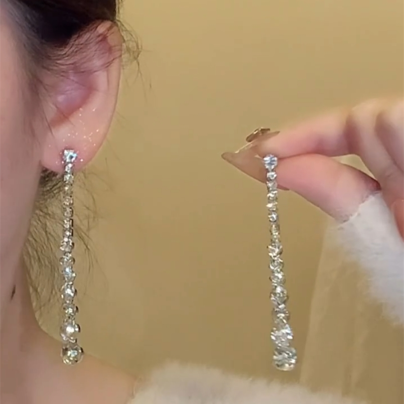 Berenice Sparkling Tassel Earrings - Silver Plated (1 Pair)