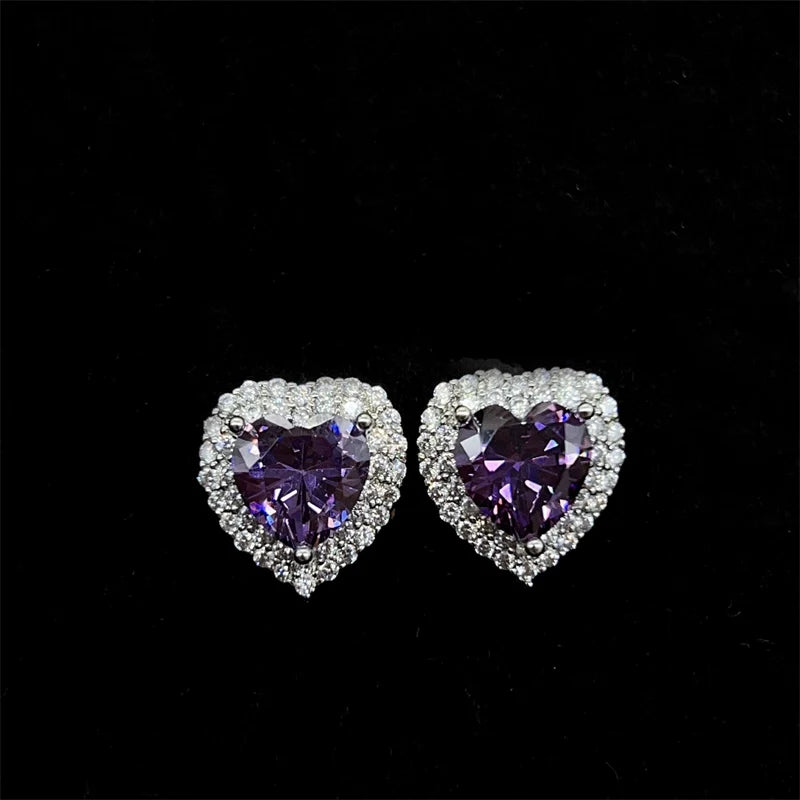 Gisella Colorful Gemstone Heart Studs - Purple
