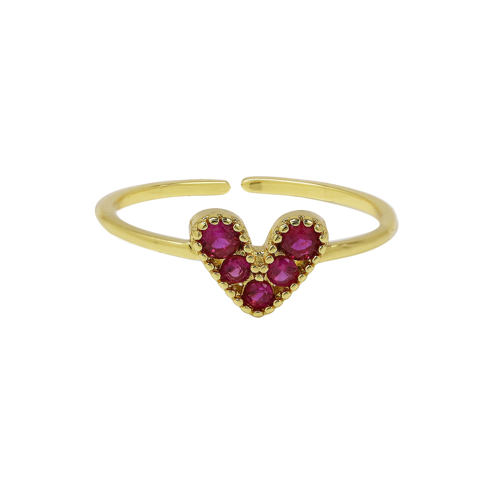 Maloni Zircon Heart Ring - Red Zircon [RDQ9U0W7]