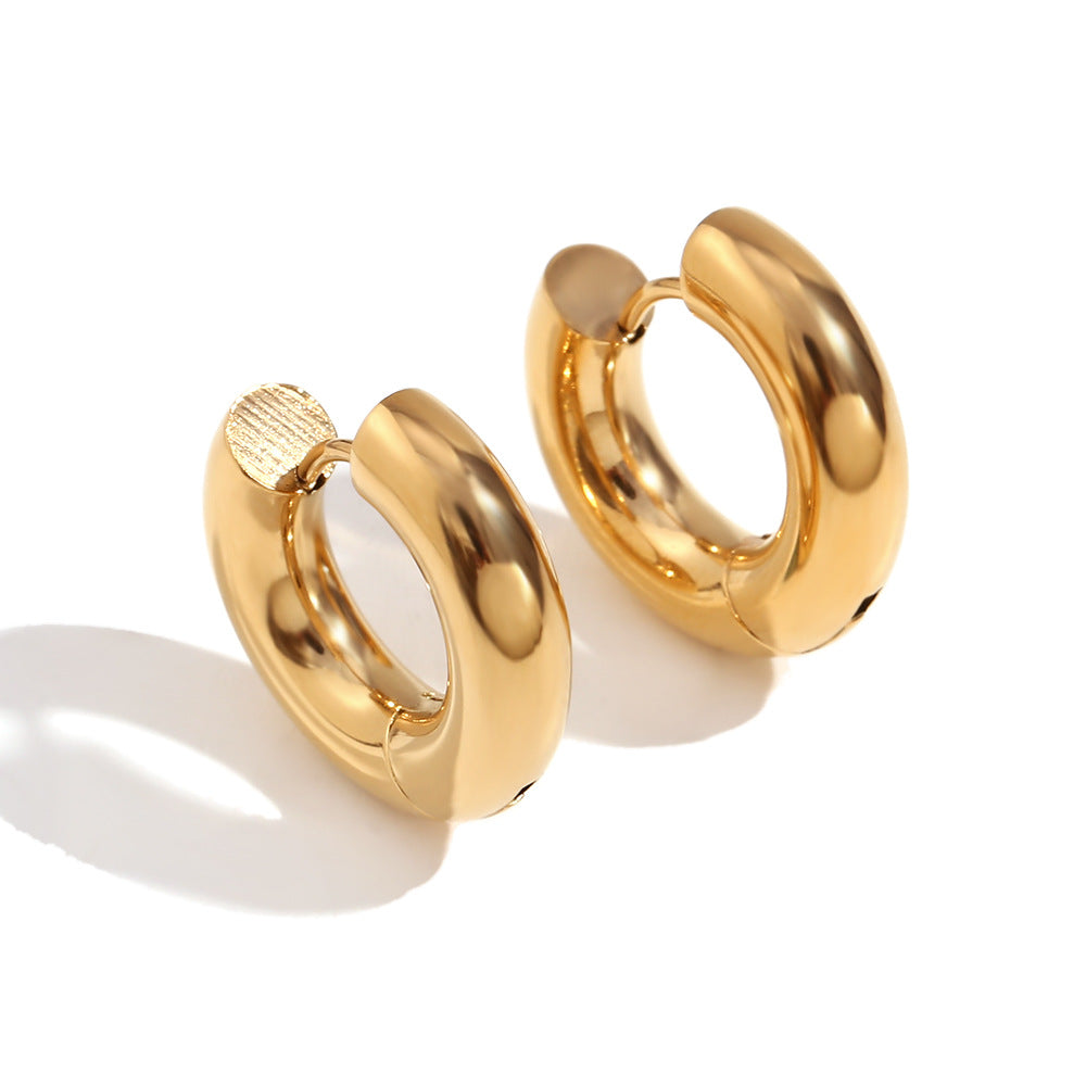 Khaliyah Thick Hoop Earrings - Gold Hoop 30mm [U6Y1PVXG]