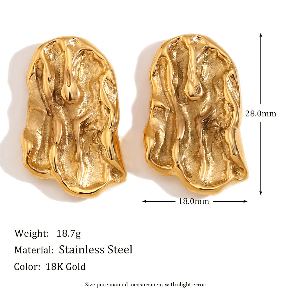 Miliani Irregular Geometric Earrings - Irregular Lava Stud Earrings - Gold [J27WE4DZ]