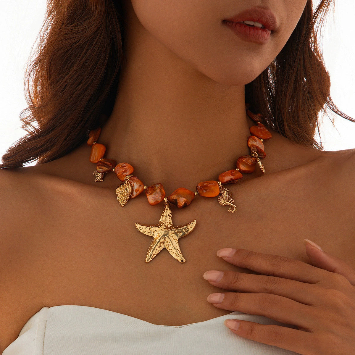 Ashtynn Ocean Charm Set - 02 Necklace Orange [44G4AO9P]