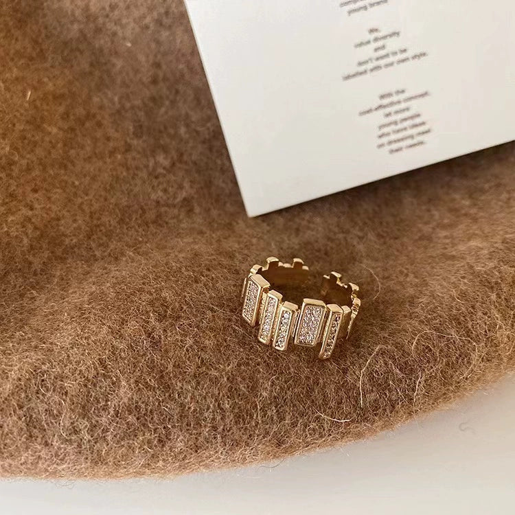 Suzie Staggered Zircon Ring - Gold Tone One Size
