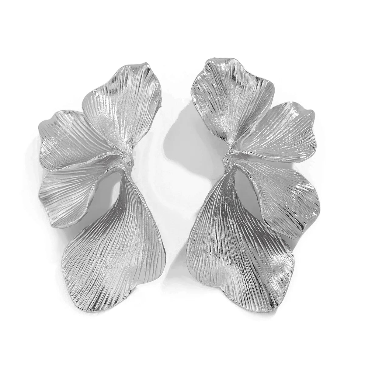 Jayme Pleated Petal Earrings - Silver