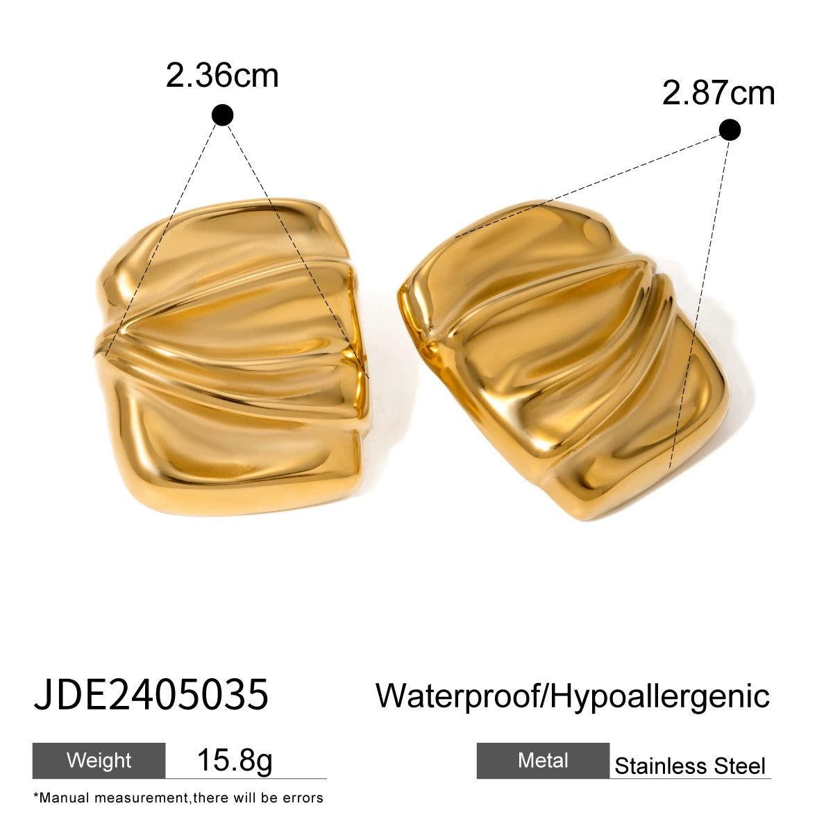 Azariyah Gold Pleated Earrings - JDE2405035 [6DH9BRTD]