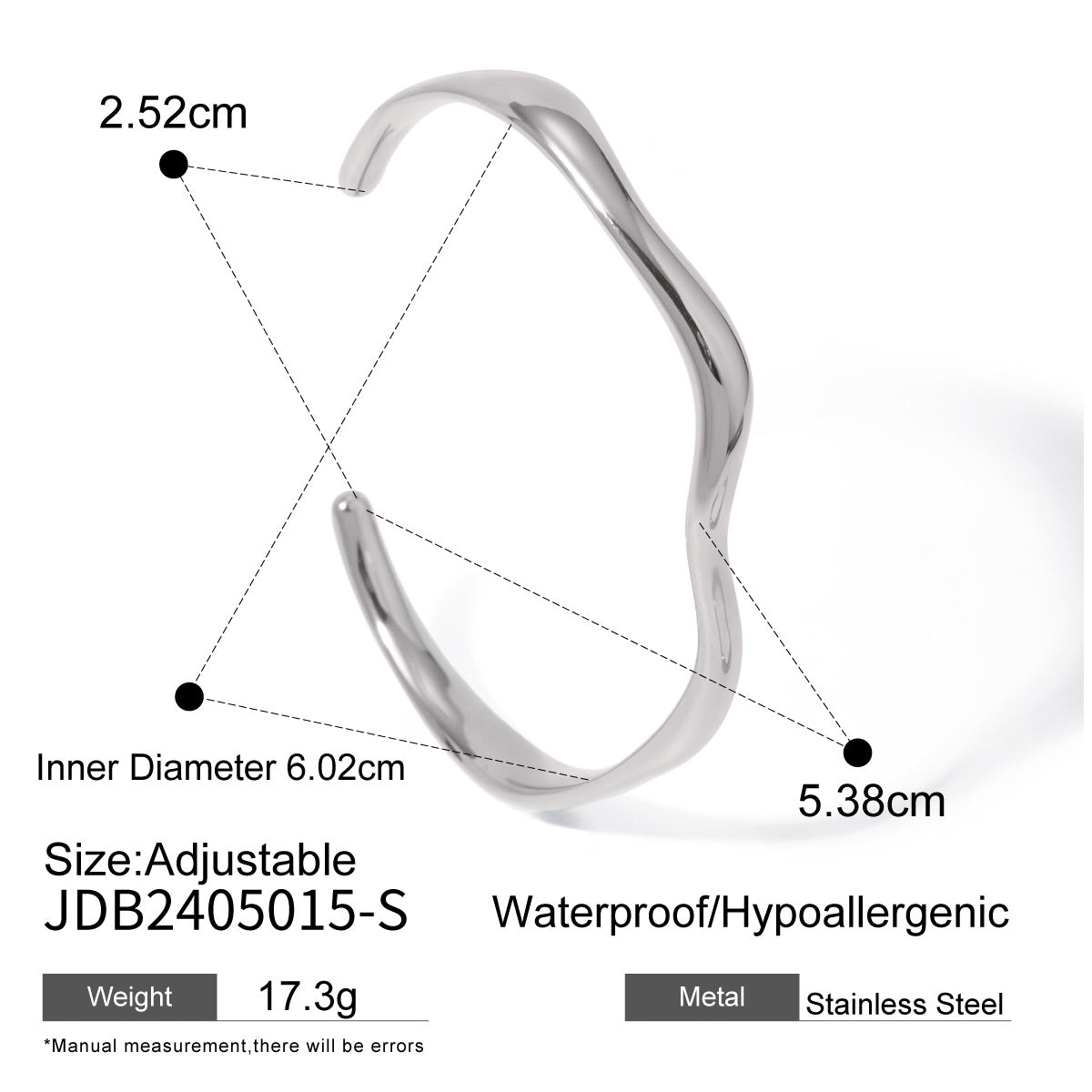 Mayzie Gold Ripple Cuff - JDB2405015-S [EK9DPGIR]