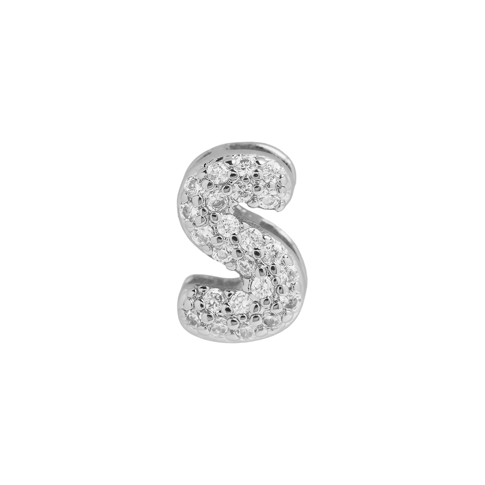 Rosalyn Bubble Letter Necklace - Silver Letter S Pendant [VNI898H7]