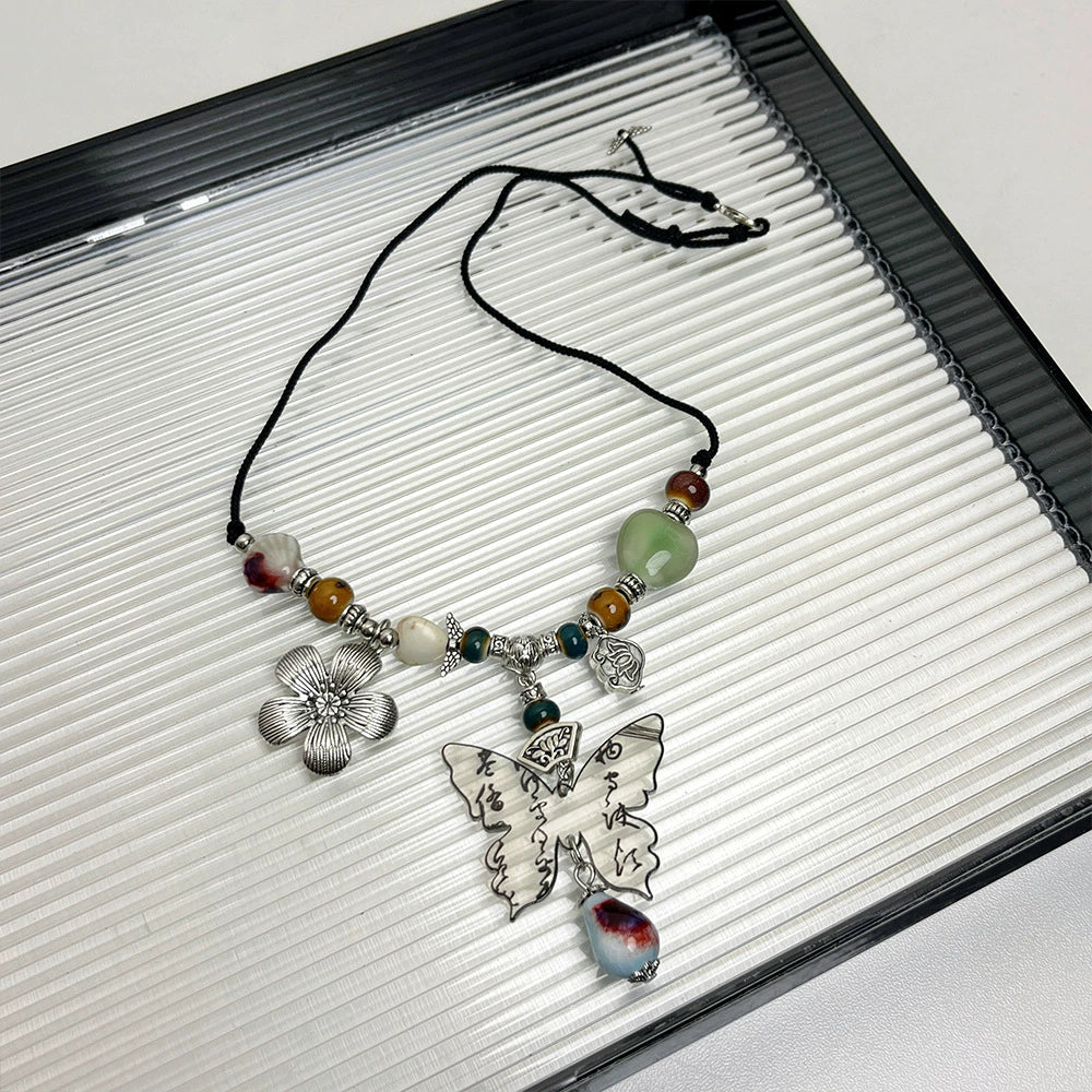 Ahna Ceramic Butterfly Necklace - New Chinese Butterfly Necklace [L044TJHC]