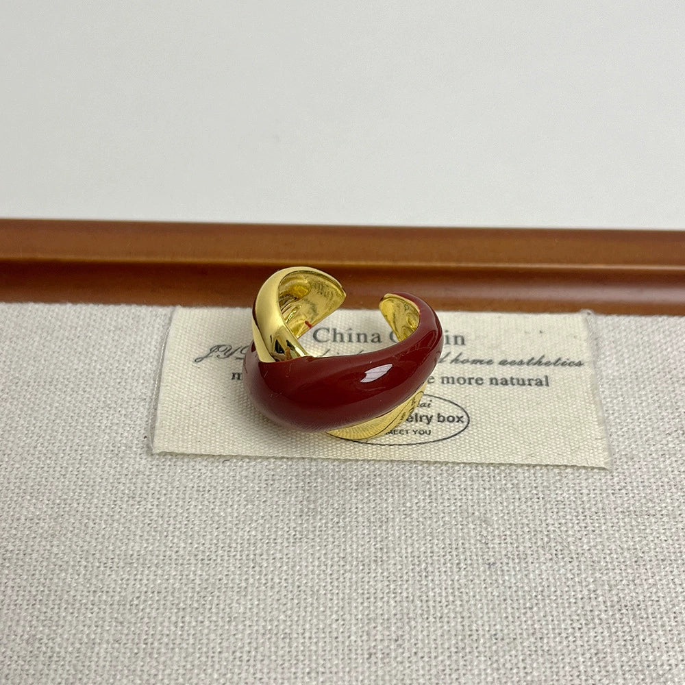 Briel Contrasting Glaze Ring - Red A [B1O6JV9D]