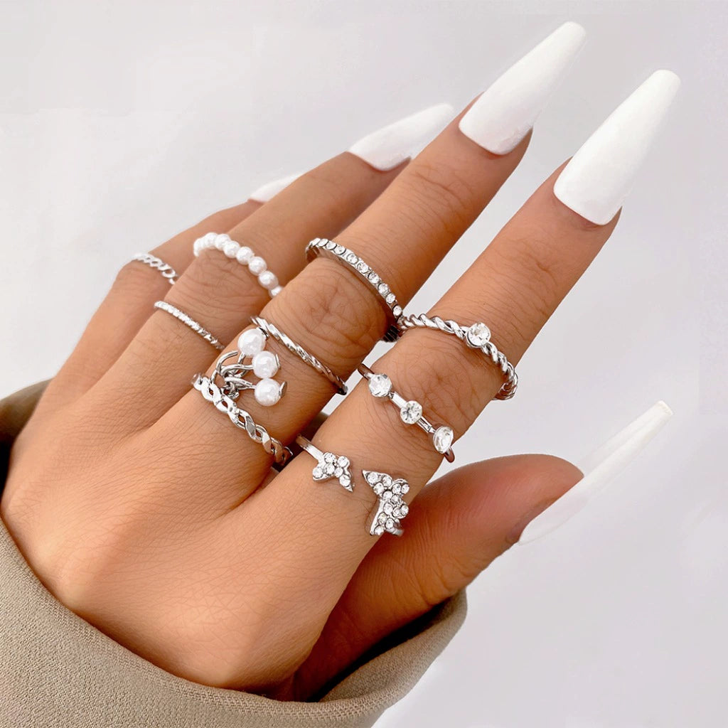 Kassidy Butterfly Ring Set - Silver [I3SN43SH]