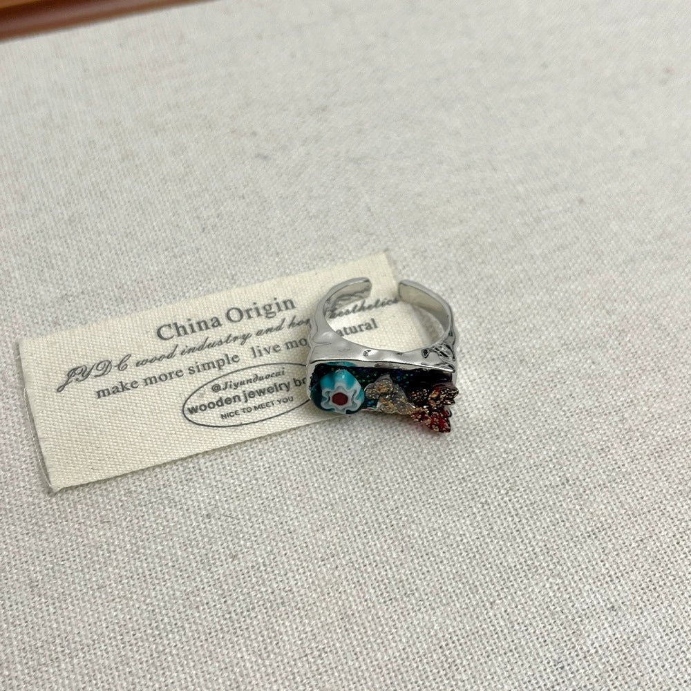 Issabella Molten Metal Ring - Style C Ring (Unique Flower Design) [HE7K6PZU]