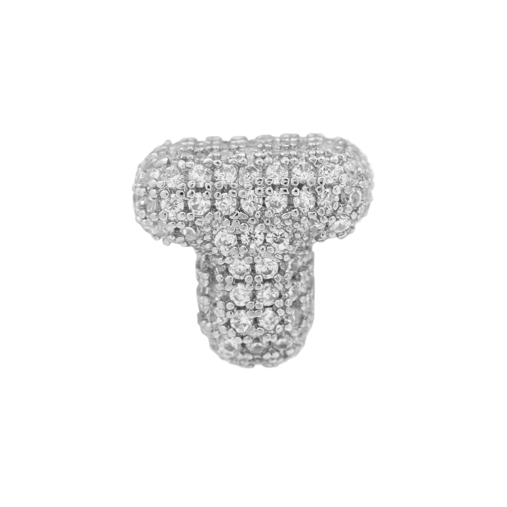 Jehlani Zircon Bubble Letter Necklace - Silver T Pendant [KE8QHLAT]