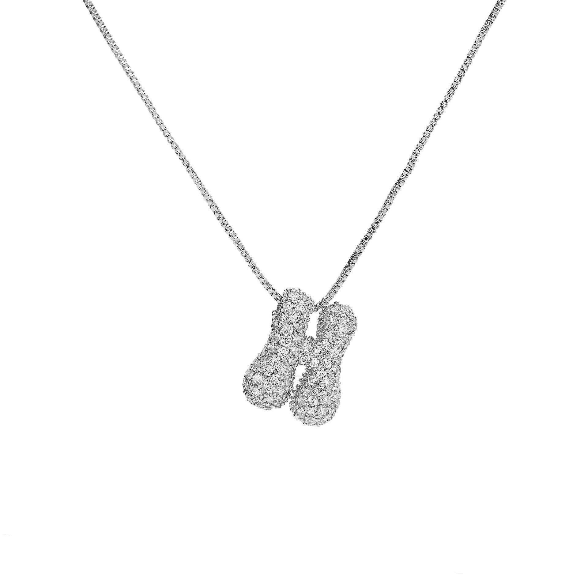 Francis Bubble Initial Necklace - Silver Necklace H [B656UDSN]