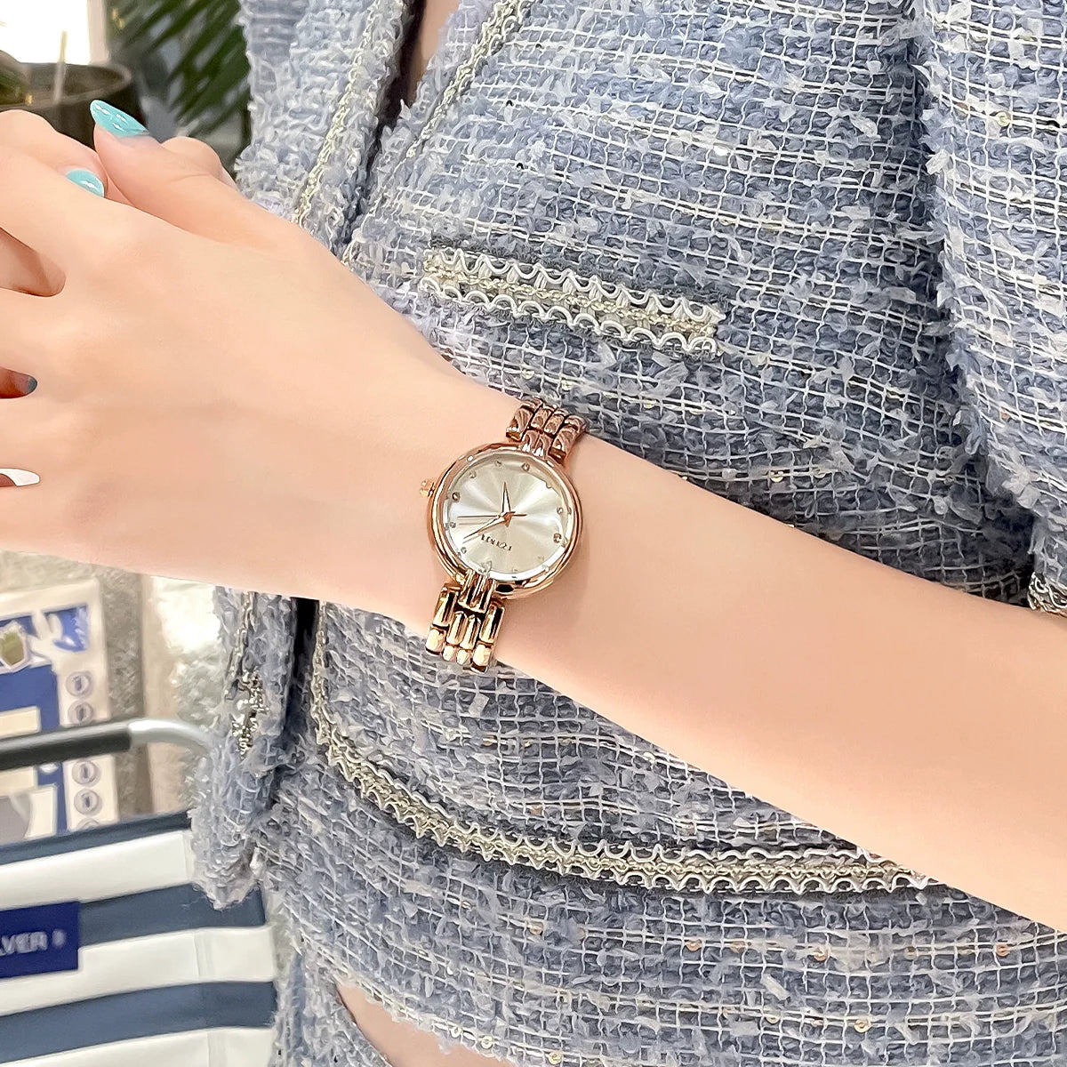 Eliany Elegant Starburst Watch - Rose Gold White