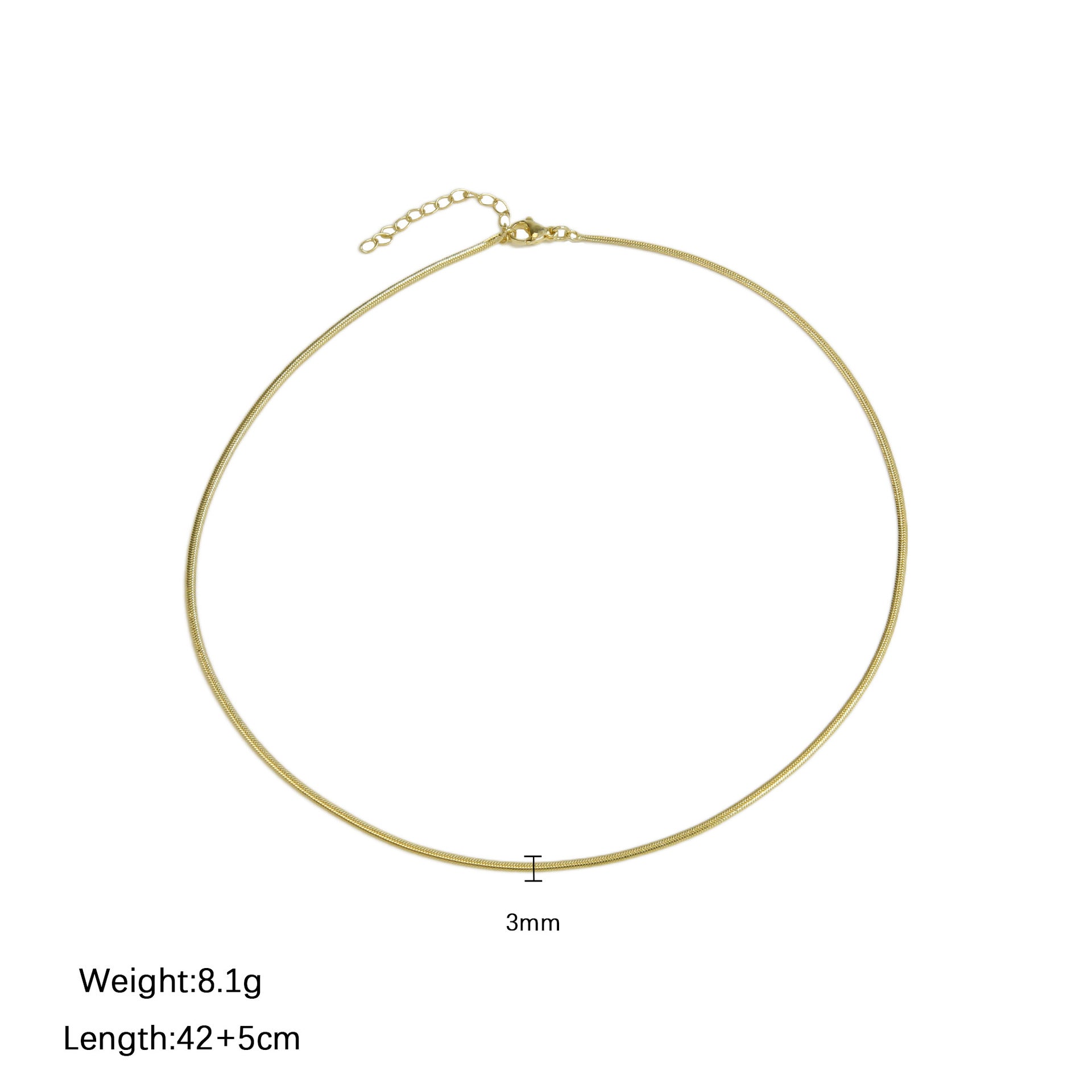 Teylie Gold Flat Chain Necklace - 3mm [C5356WS6]