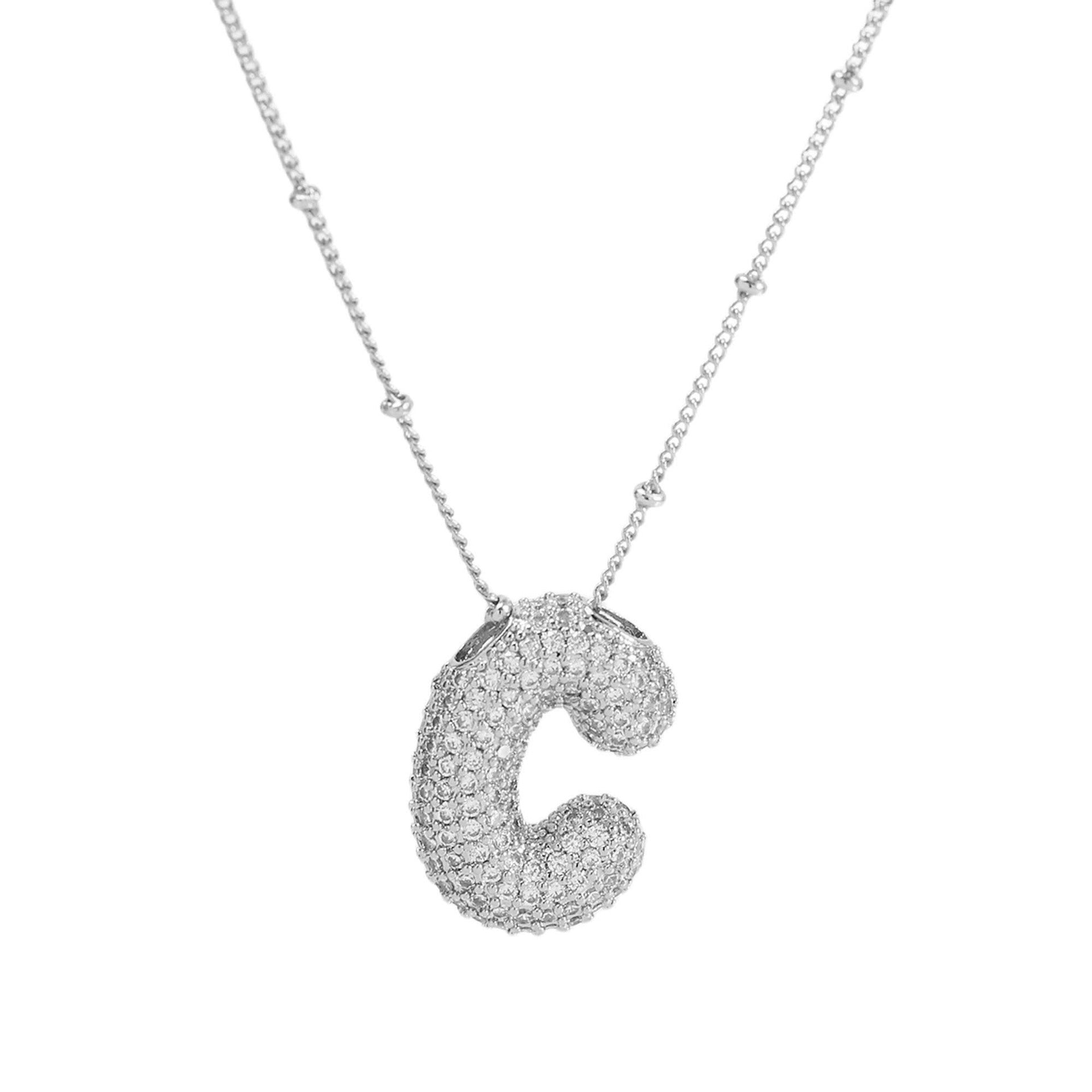 Fynlee Bubble Initial Necklace - Silver C [656GZ7KP]
