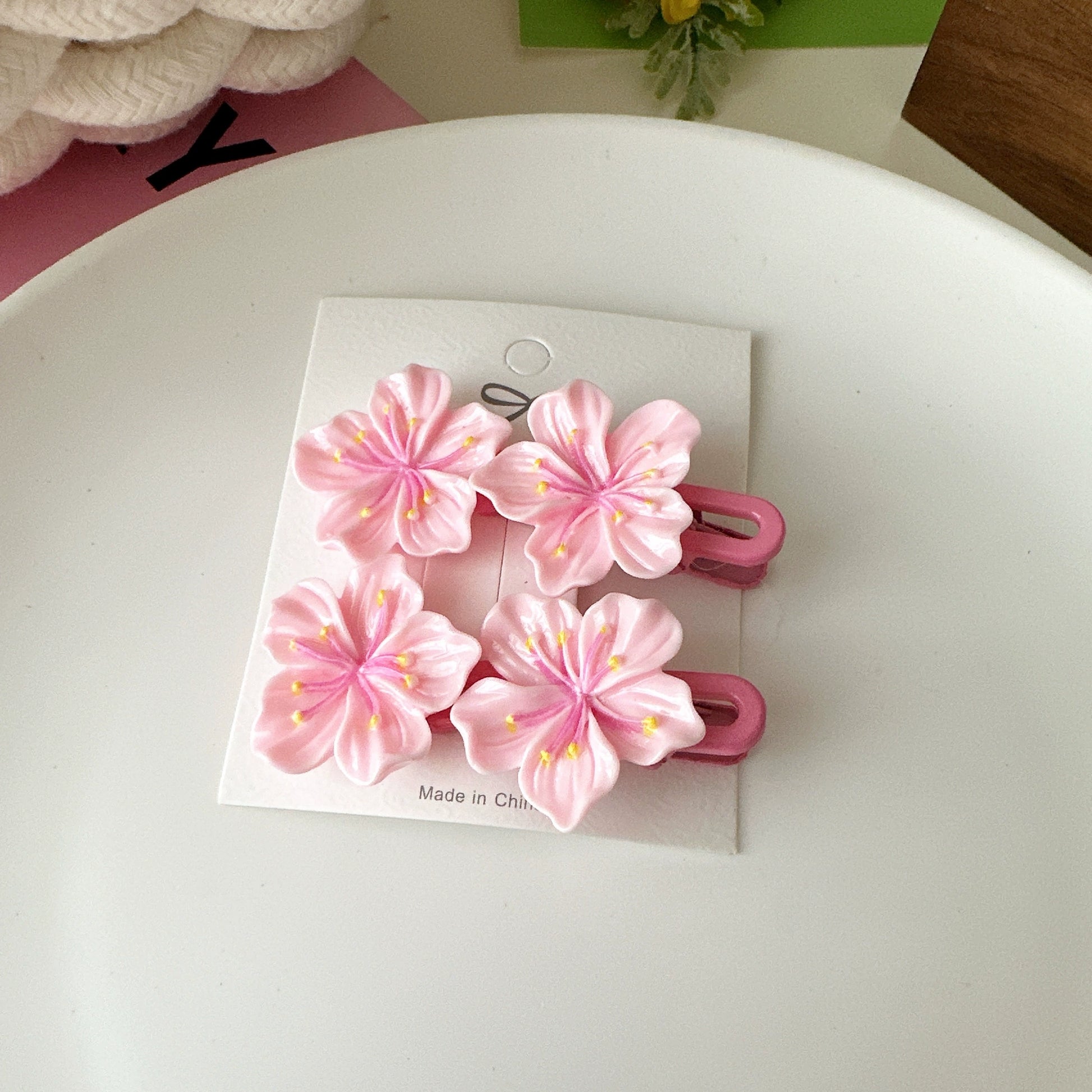 Britany Pink Blossom Hairpin - Large Alligator Clips (Pair) [JWG6ST65]