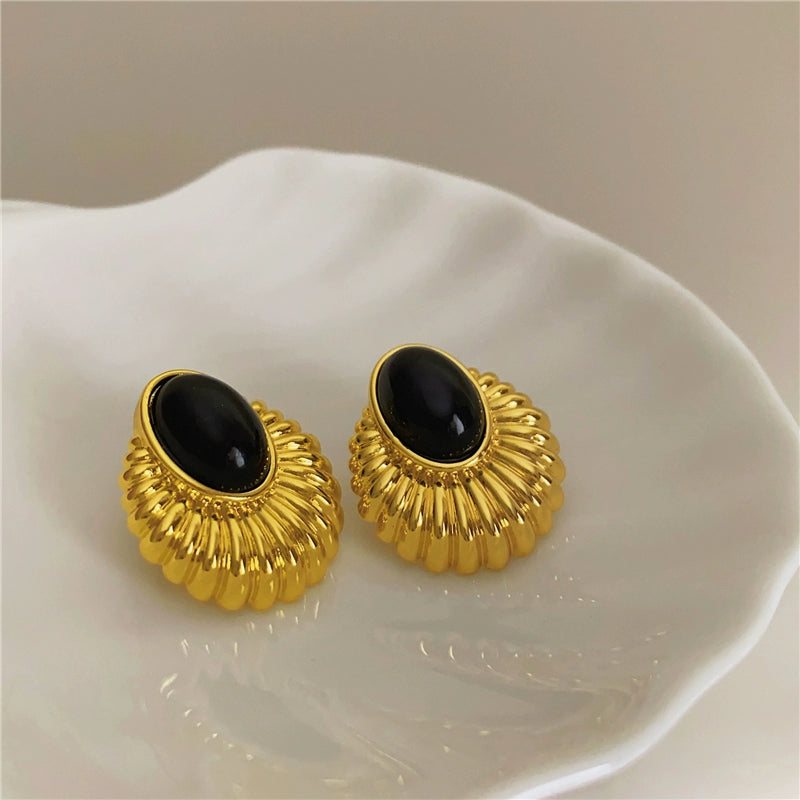 Kaylah Sculptural Gold Earrings - Gold Tone with Silver Post [X9RC6KA5]