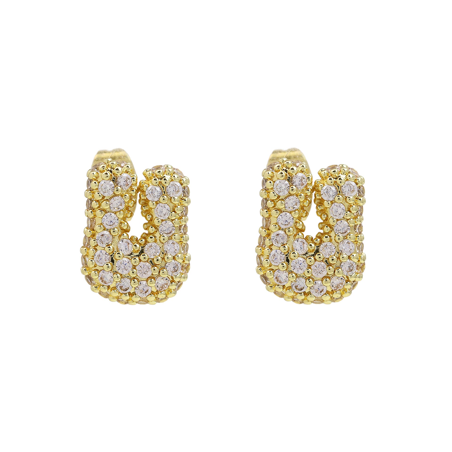Lillyann Zircon Bubble Letter Earrings - U [LBHBNS4W]