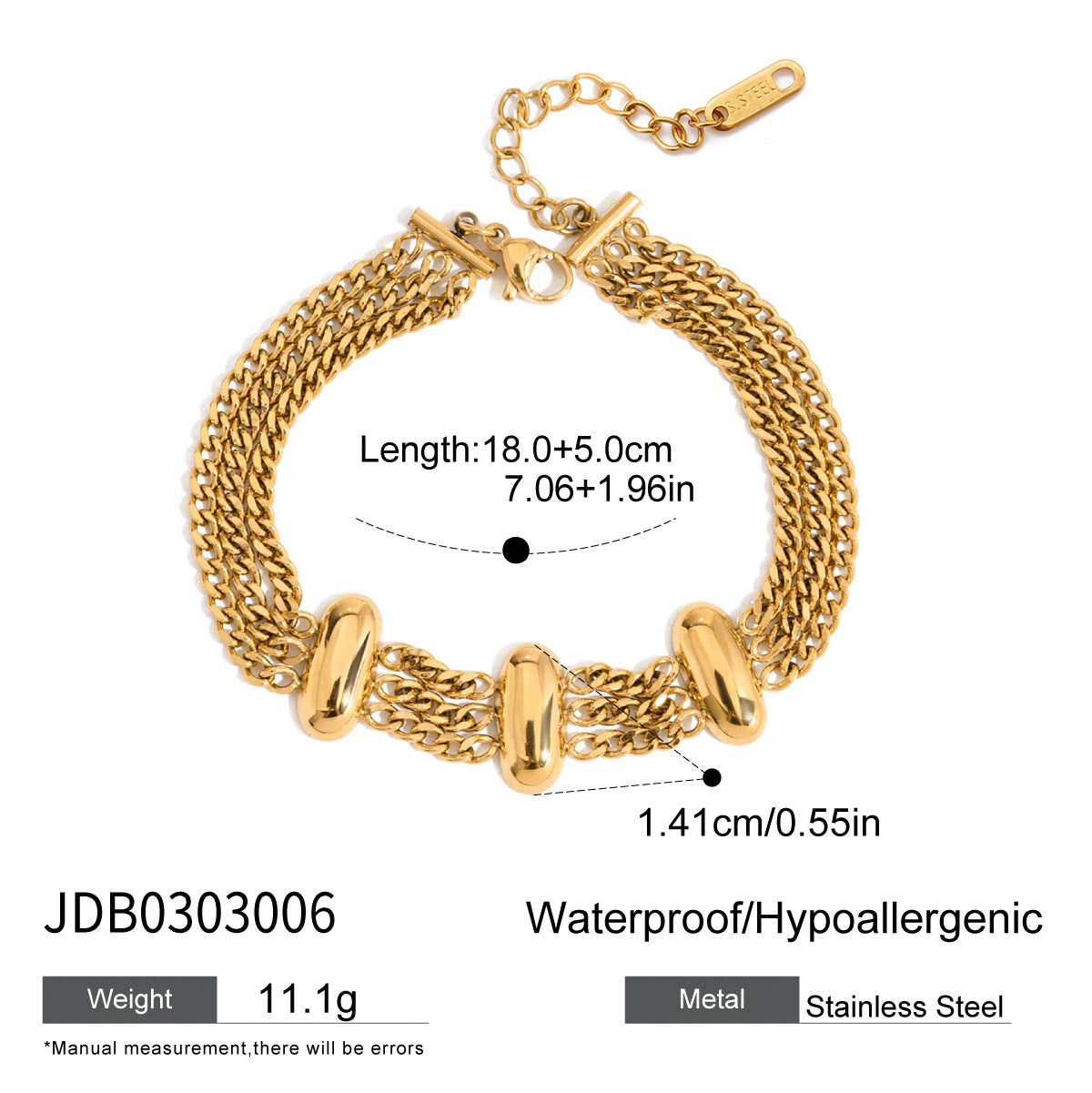 Jannah Oval Gold Bracelet - JDB0303006 [YOQFPM1G]