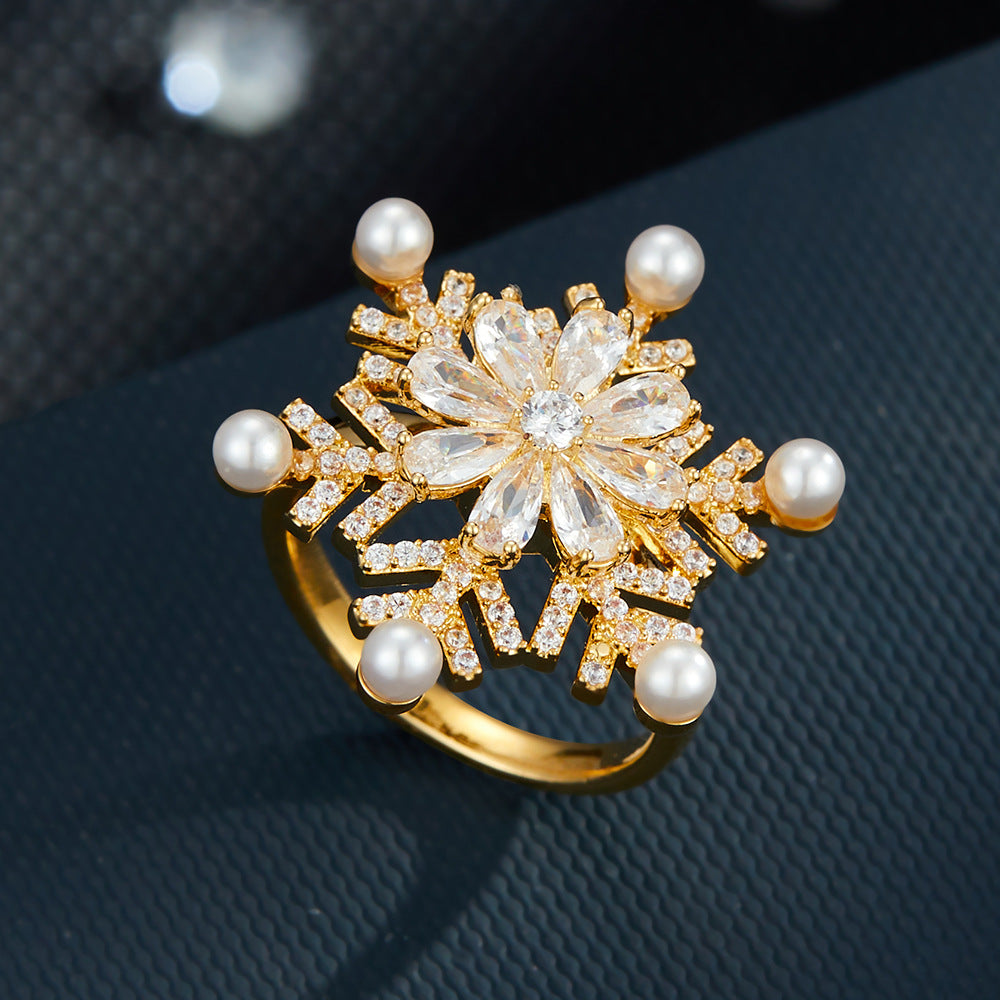 Nella Rotatable Snowflake Open Ring - R13685T007 [AJJWHK6I]