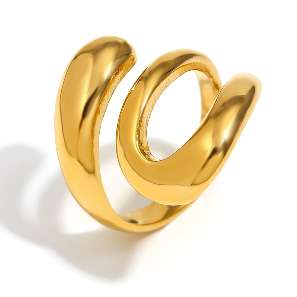 Shyanne Three-Layer Snake Ring - Three-Layer Open Snake Ring - Gold [Z58NPPDP]
