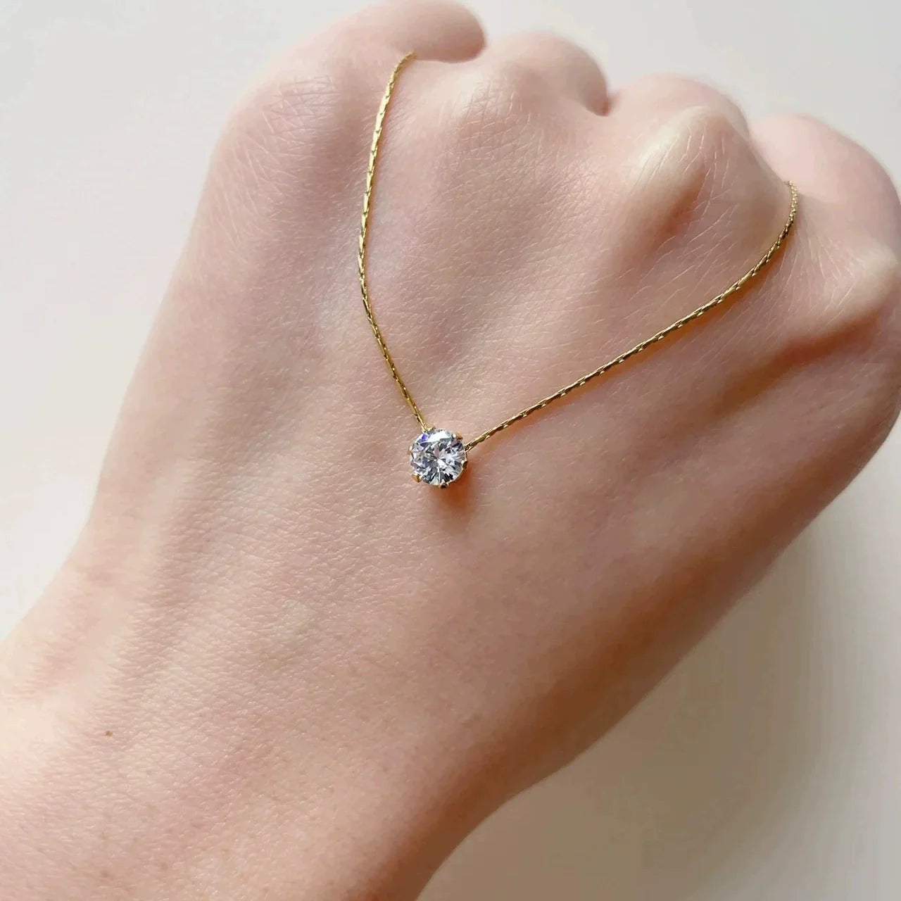 Malayla Delicate Star Necklace - Single Diamond Necklace