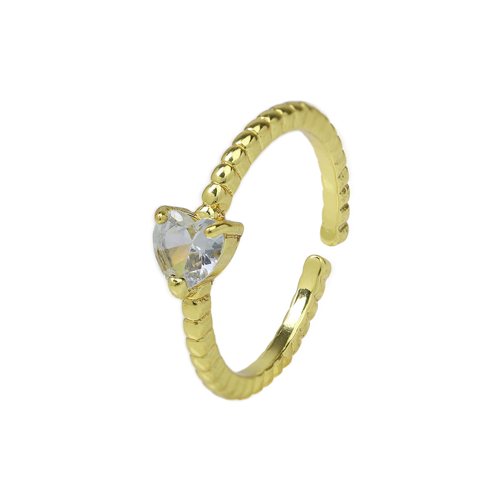 Teigan Heart Gemstone Open Ring - White Zircon [CQ18MCSV]