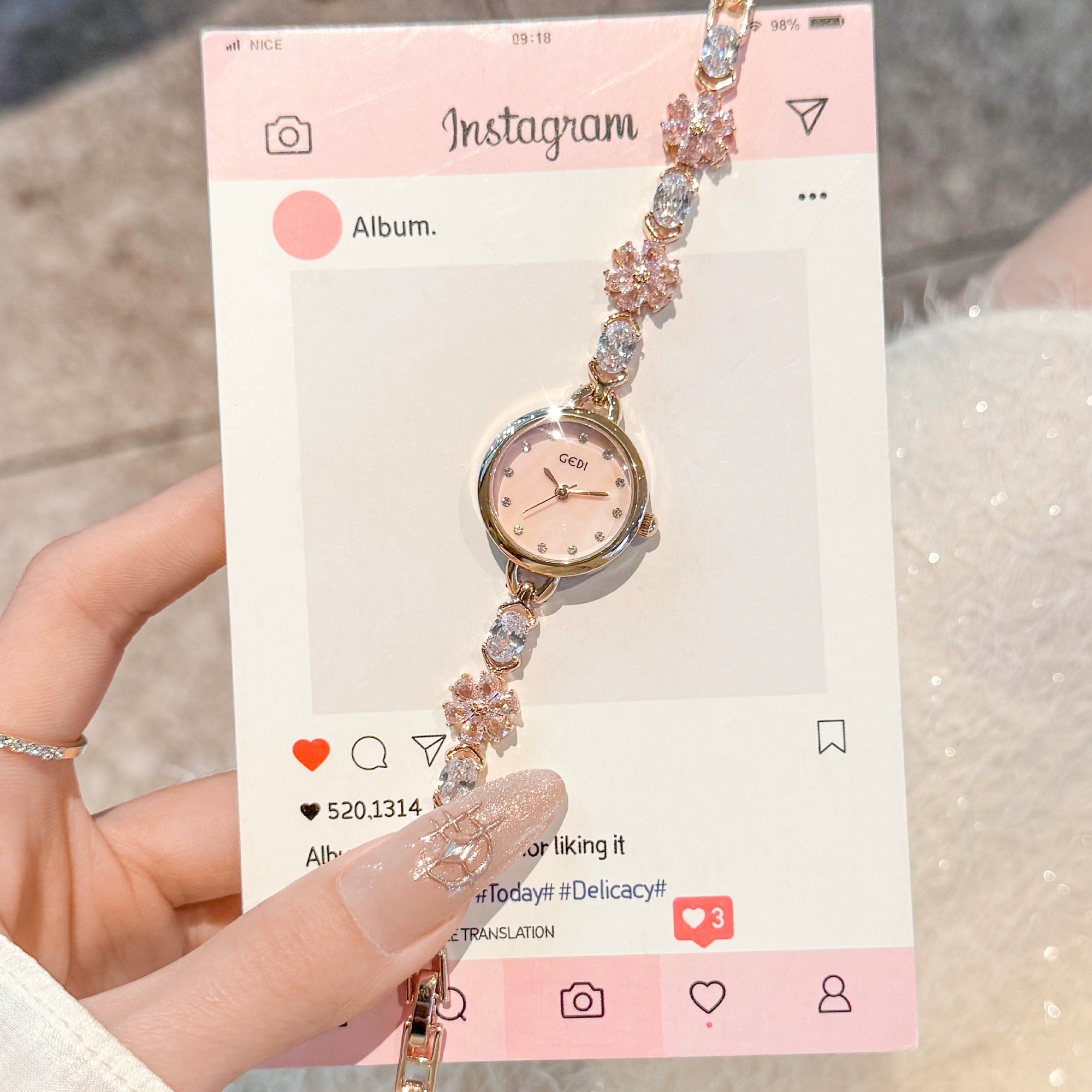 Karin Sakura Bracelet Watch - Sakura Pink [HDLYRKL2]