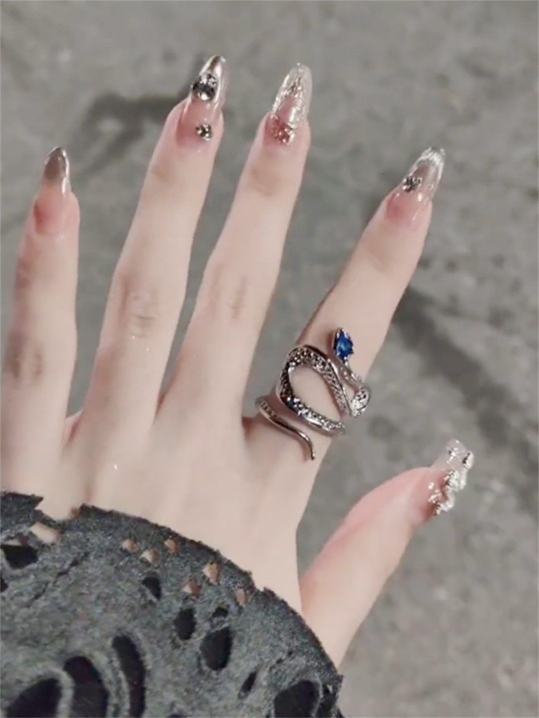 Emme Serpent Topaz Open Ring - Sea Blue Serpent Ring
