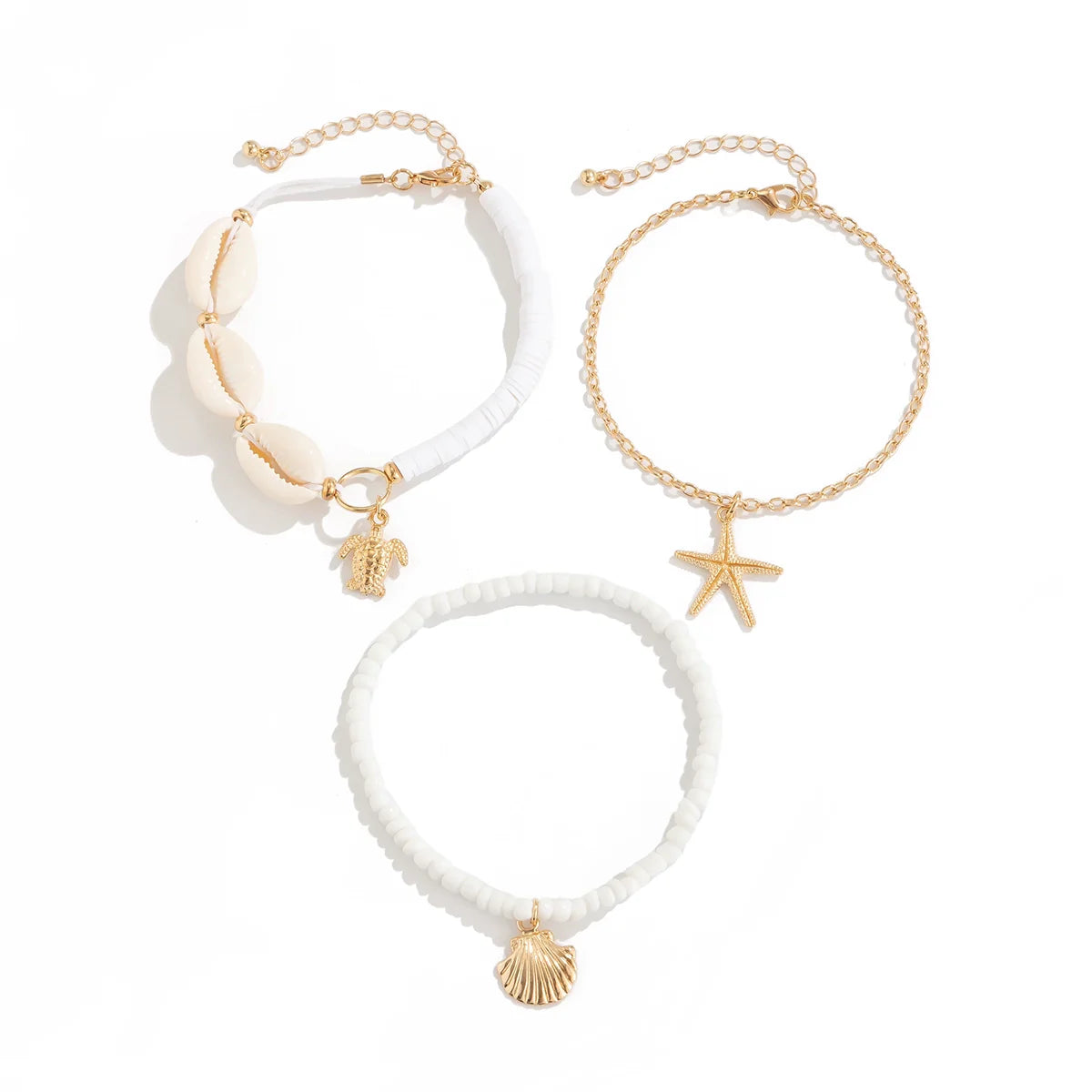 Jocabed Seashell Starfish Anklet Set - White